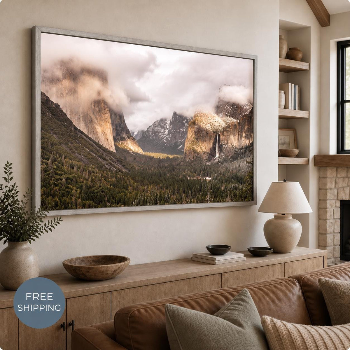Yosemite Wall Art Canvas, Tunnel View Landscape Photography, Framed or Unframed National Park Decor