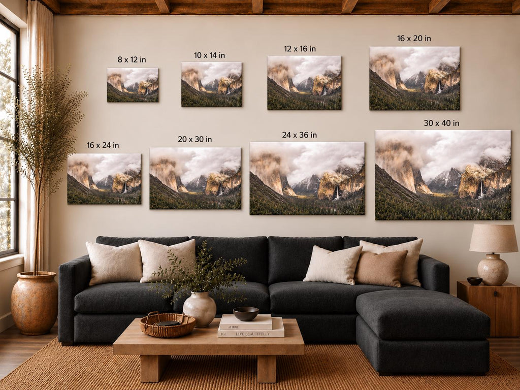 Yosemite Wall Art Canvas, Tunnel View Landscape Photography, Framed or Unframed National Park Decor
