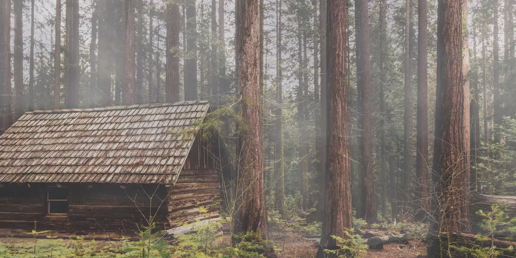 Foggy Forest Cabin Wall Art, Misty Woodland Photography, Canvas Metal Acrylic or Poster