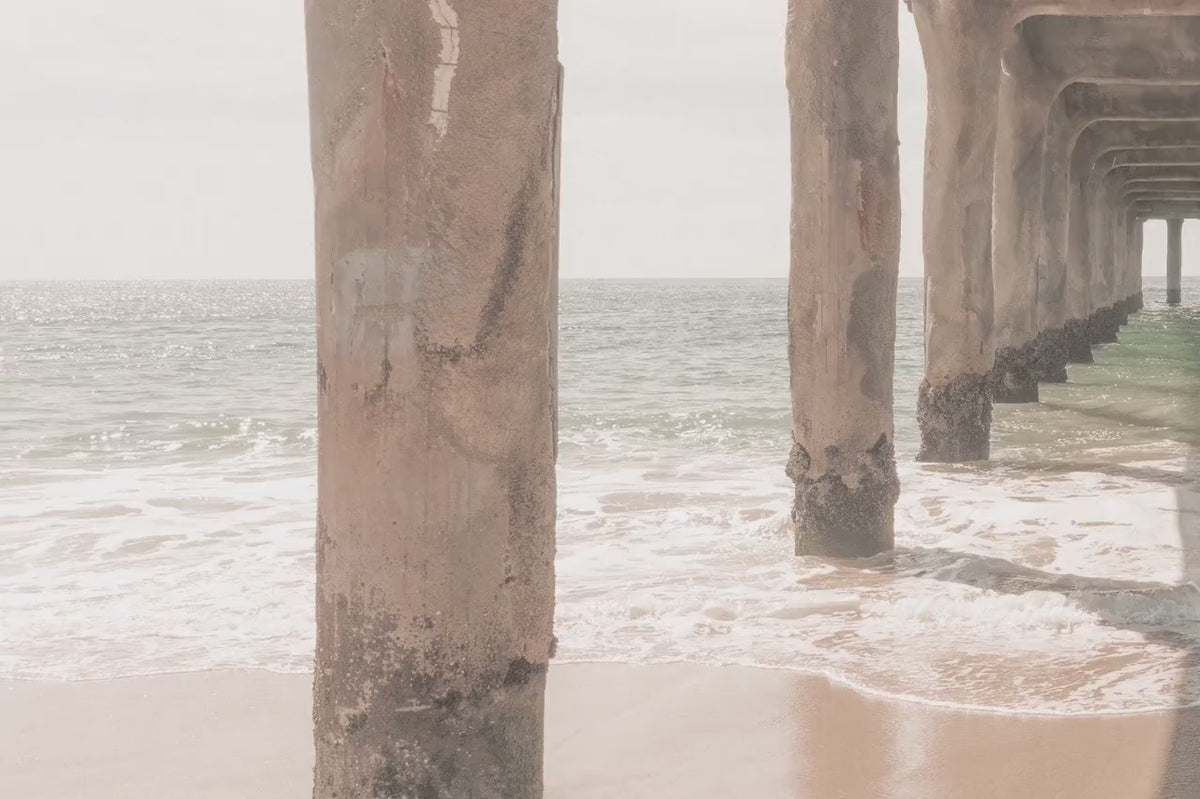 Framed Manhattan Beach Pier Print – Boho Coastal Wall Art